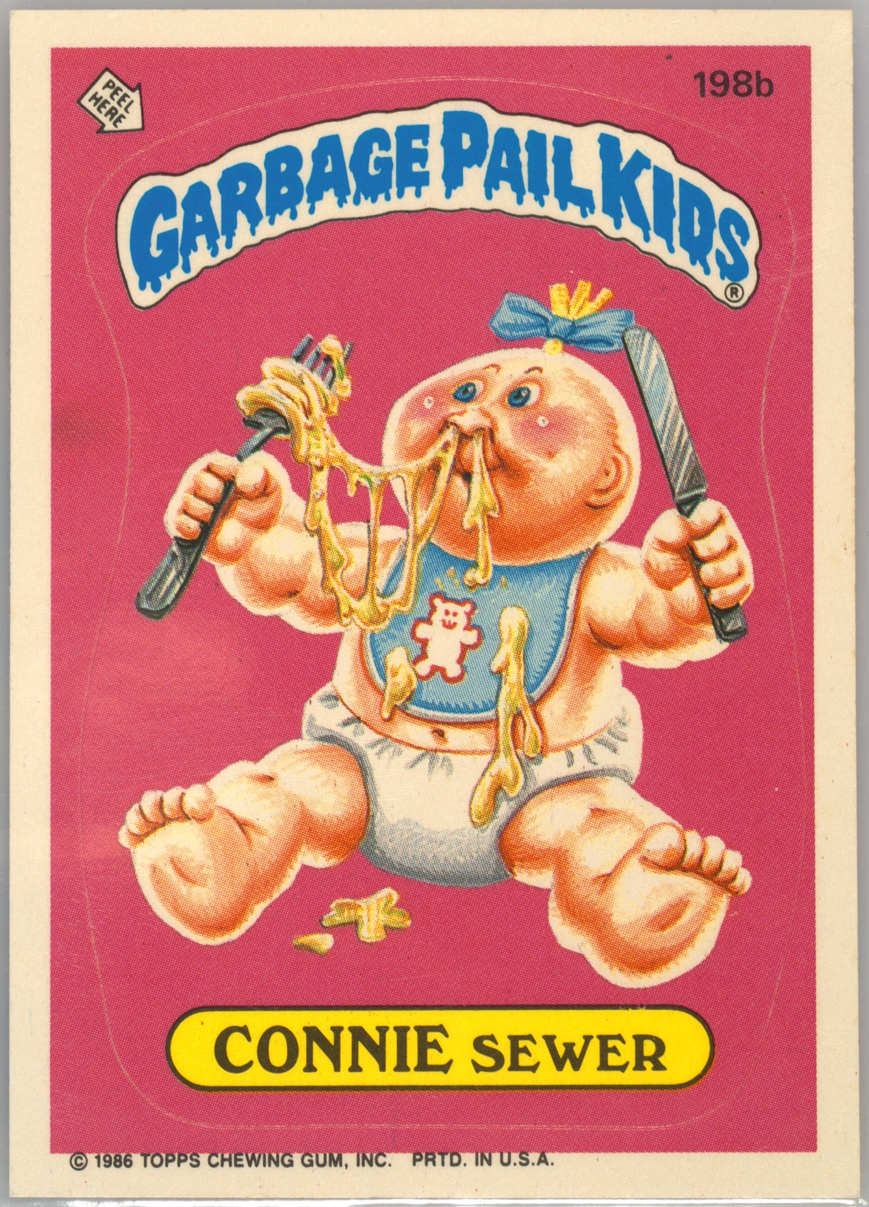 1986 Topps Garbage Pail Kids Original Series 5 #198b Connie Sewer front