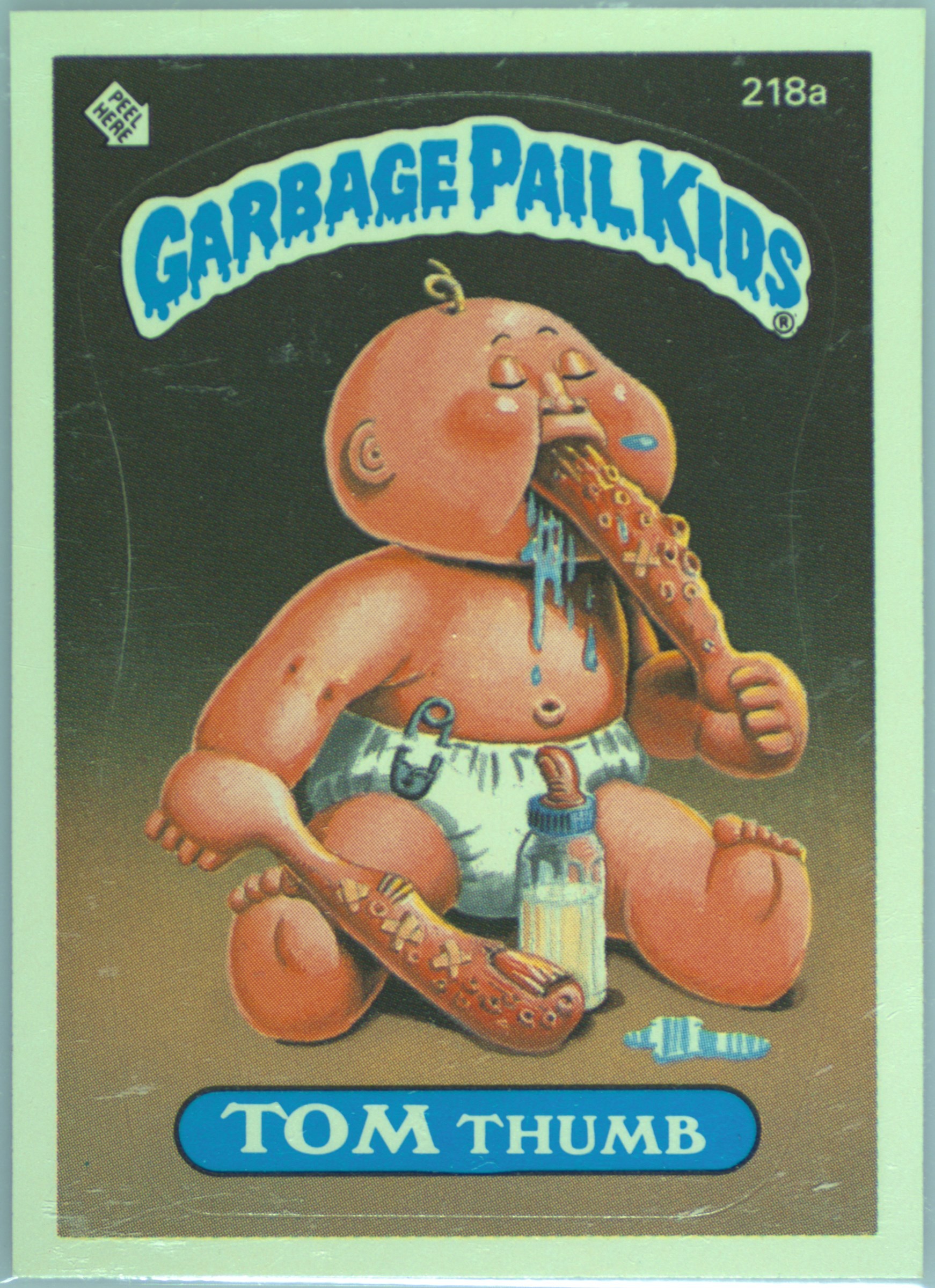 Tom Thumb #218A PSA 6 Garbage Pail Kids card front