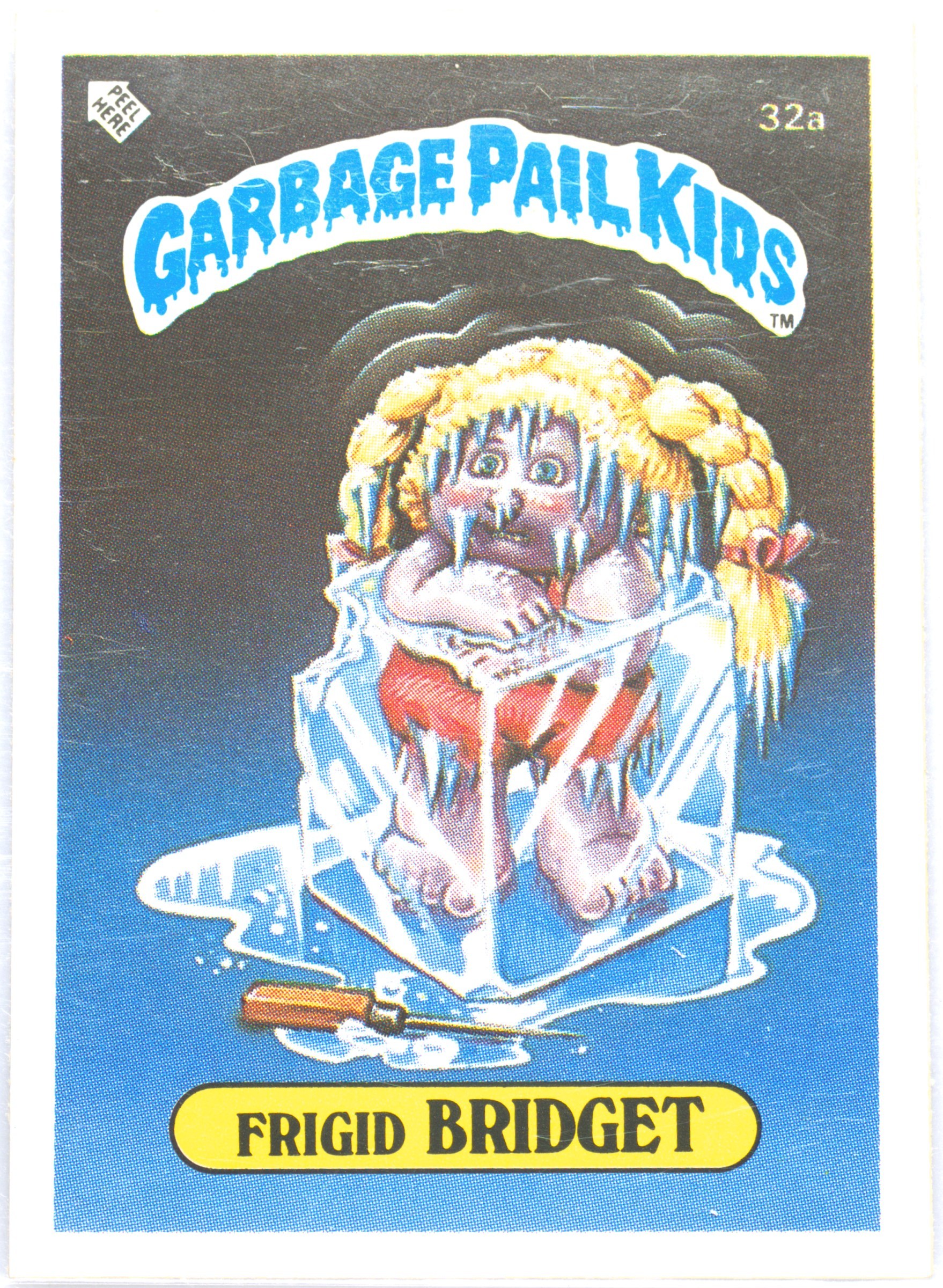 1986 Topps Garbage Pail Kids Stickers-U.K. Minis #32a Frigid Bridget front