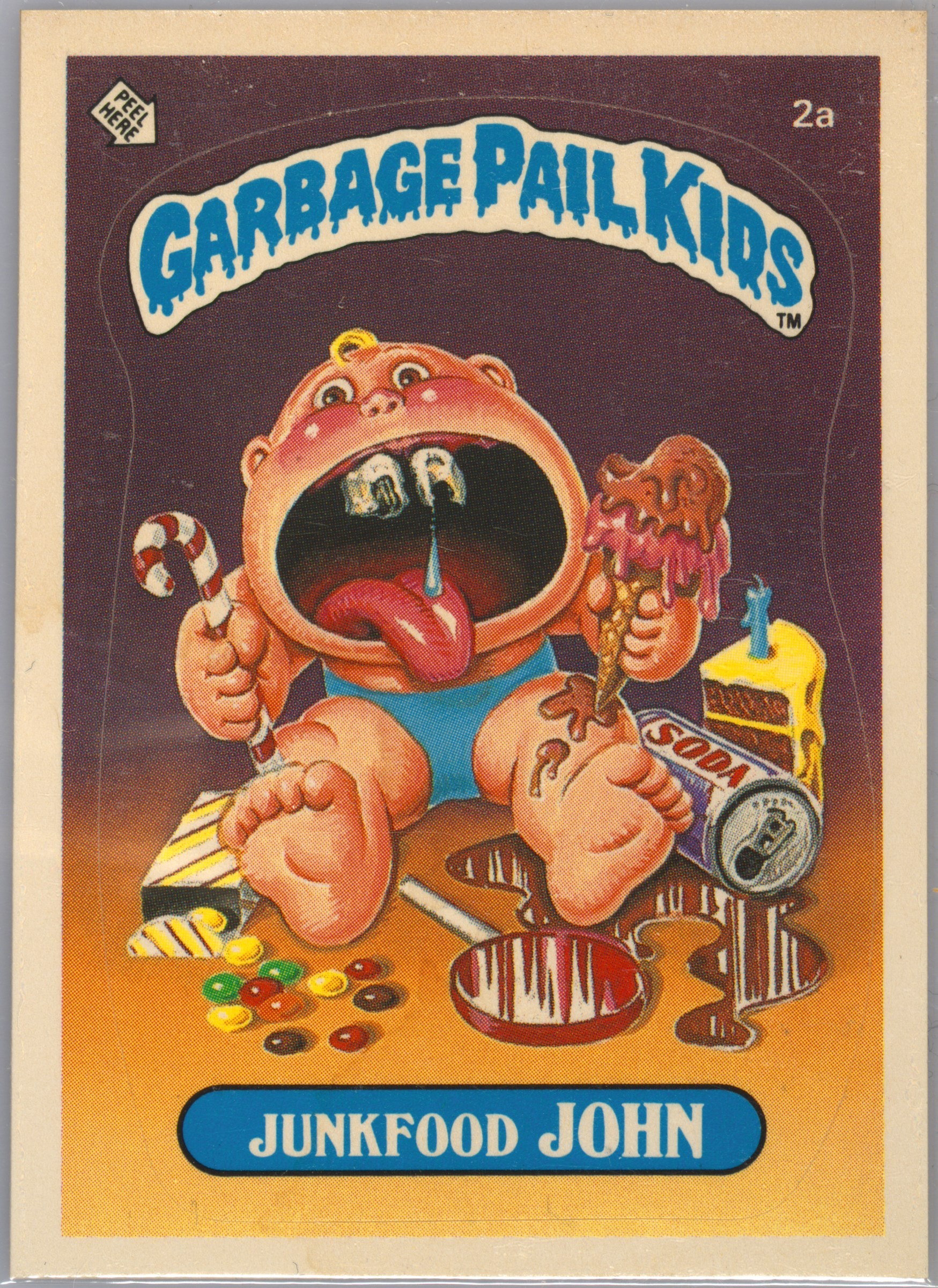 1985 Topps Garbage Pail Kids Original Series 1 Glossy #2a Junkfood John front
