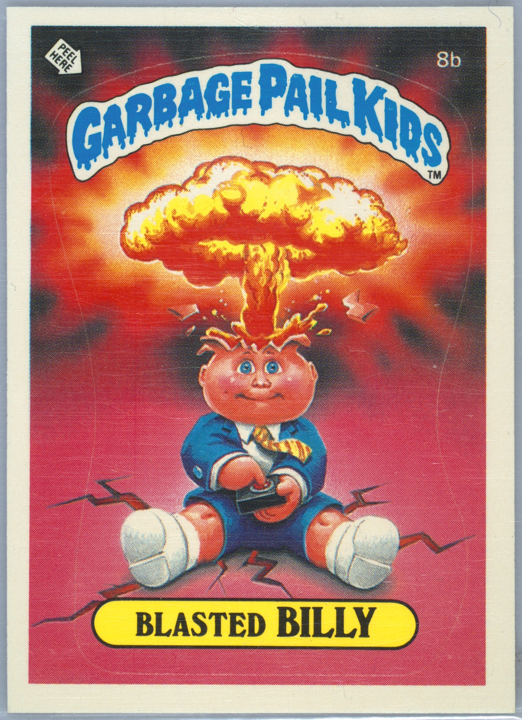 1985 GARBAGE PAIL KIDS STICKERS #8b BLASTED BILLY — Glossy PSA 10