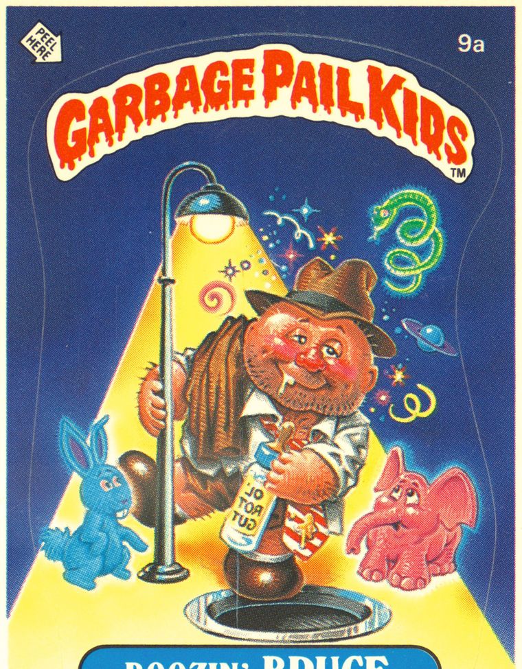 1985 Topps Garbage Pail Kids Original Series 1 Glossy #9A Boozin' Bruce front