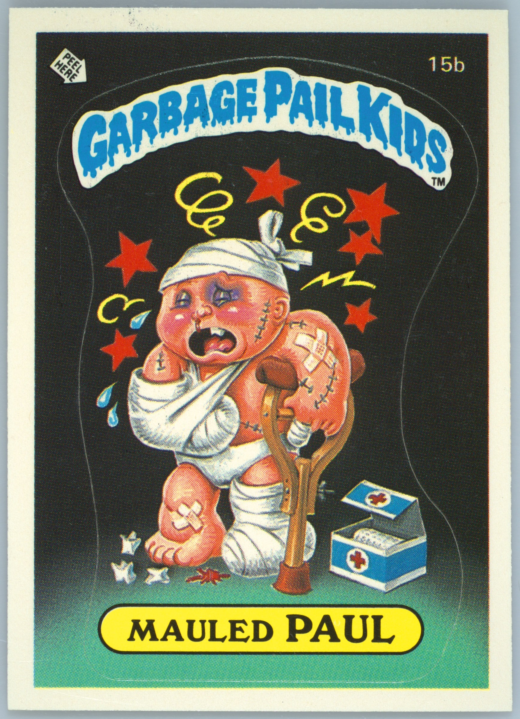 1985 Topps Garbage Pail Kids Original Series 1 Glossy #15b Mauled Paul front