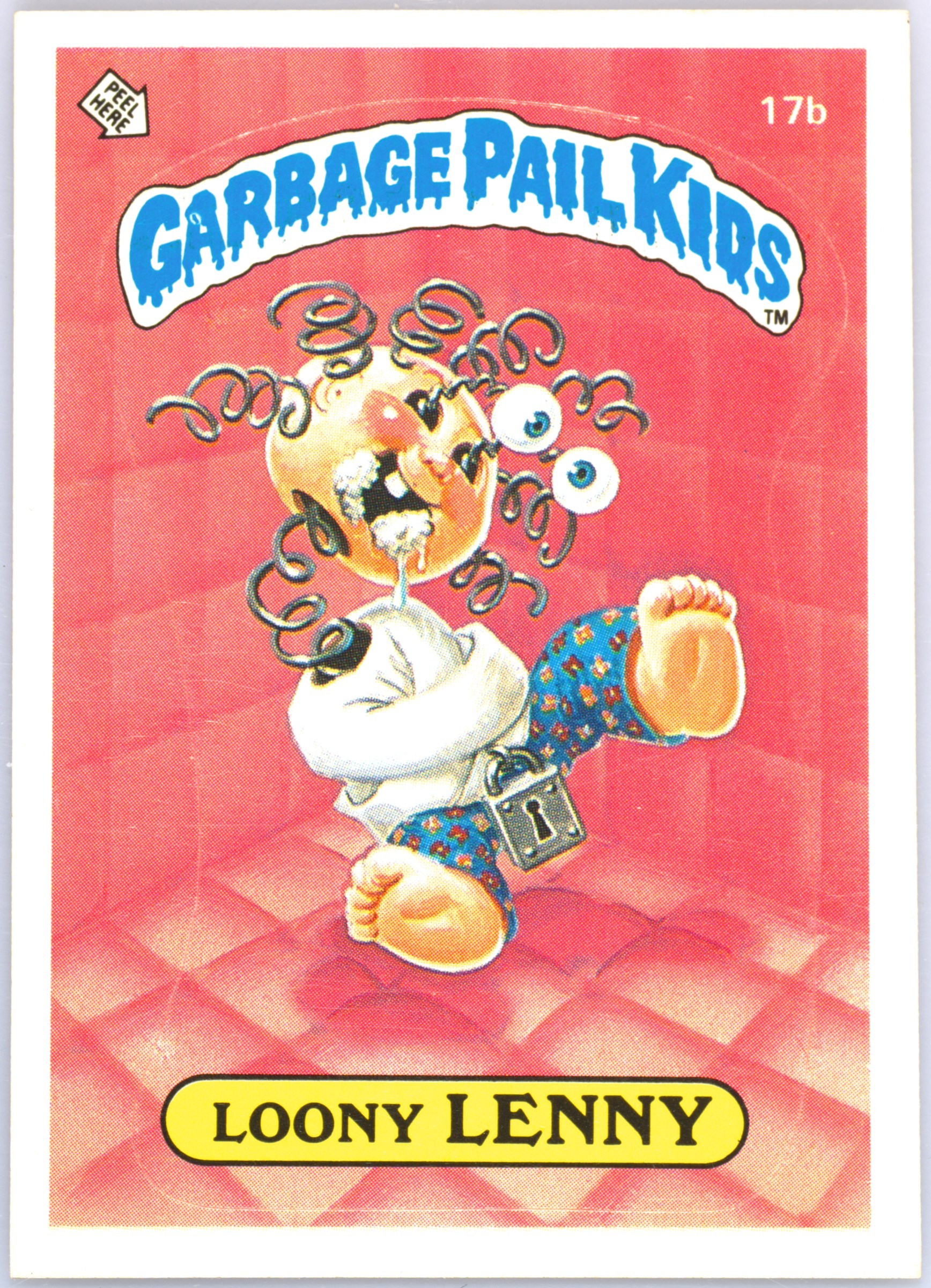 1985 Topps Garbage Pail Kids Original Series 1 Glossy #17b Loony Lenny front