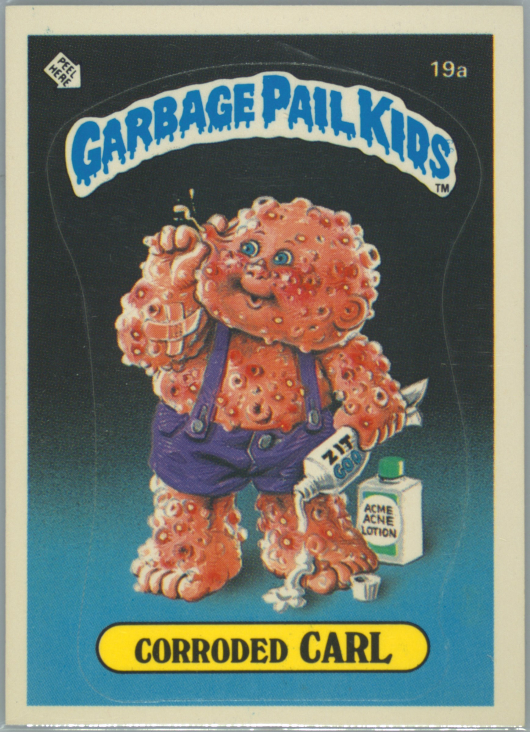 1985 Topps Garbage Pail Kids Original Series 1 Glossy #19a Corroded Carl front