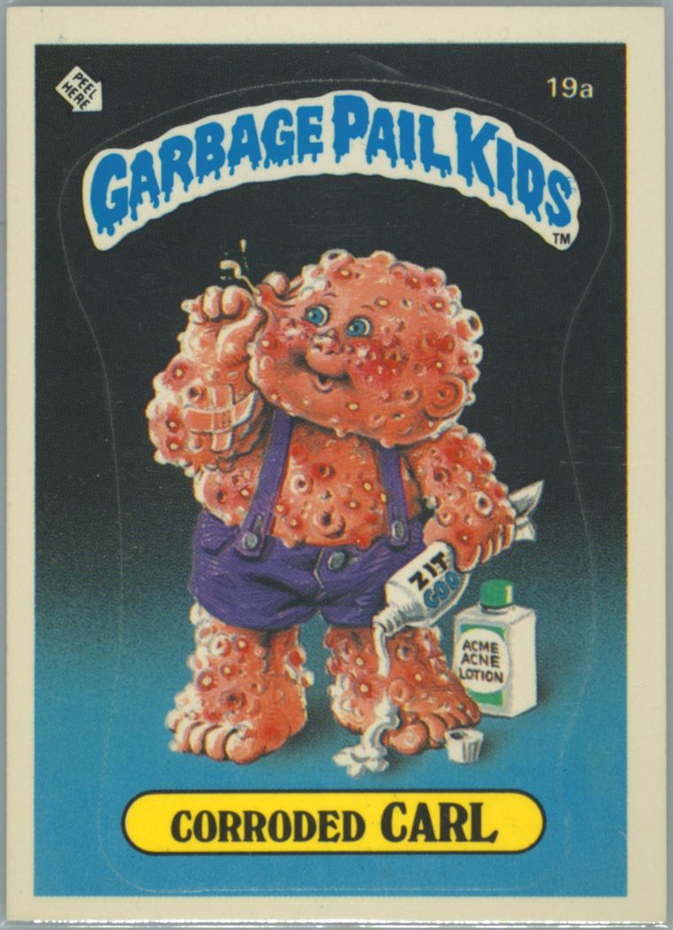 1985 Topps Garbage Pail Kids Original Series 1 Glossy #19a Corroded Carl front