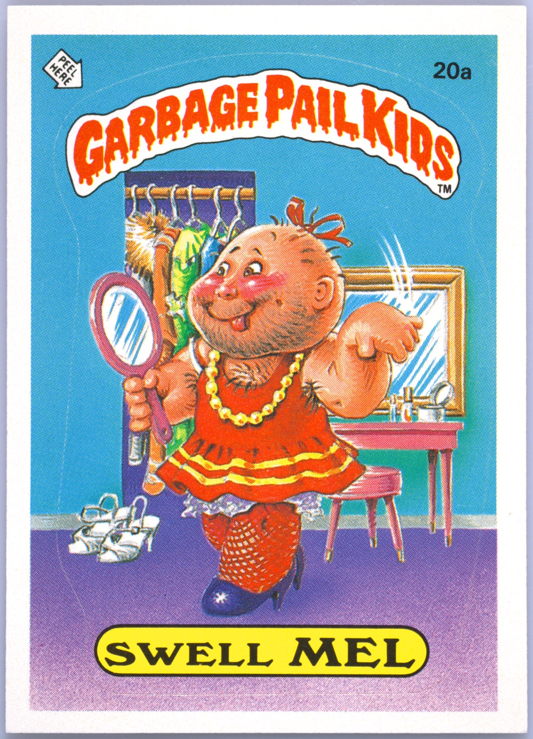 1985 Topps Garbage Pail Kids Original Series 1 Glossy #20a Swell Mel front