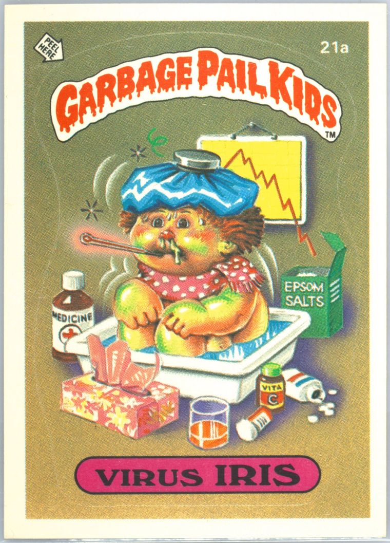 1985 Topps Garbage Pail Kids Original Series 1 Glossy #21A Virus Iris front