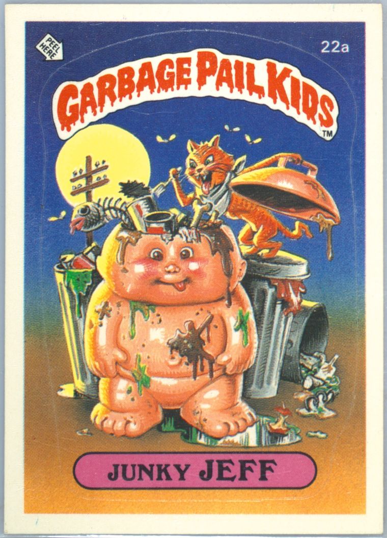 1985 Topps Garbage Pail Kids Original Series 1 Glossy #22a Junky Jeff front