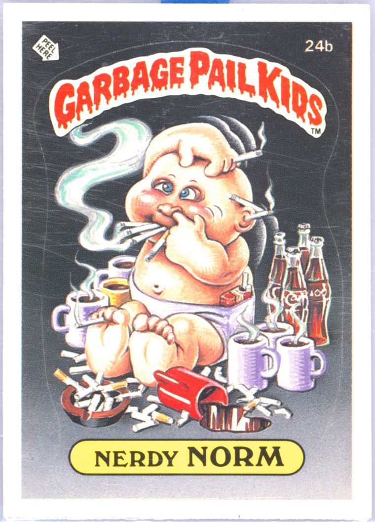 1985 Topps Garbage Pail Kids Original Series 1 Glossy #24b Nerdy Norm front