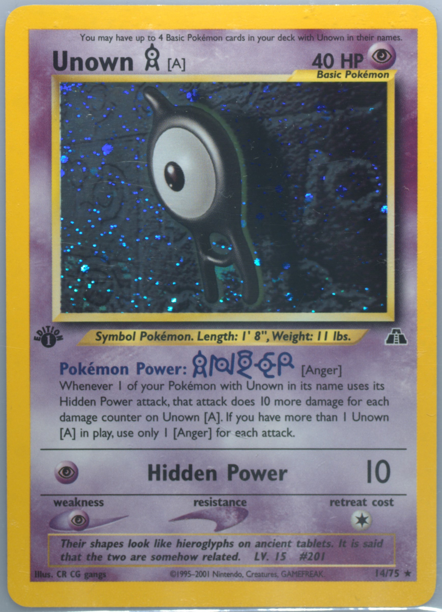 holographic unown pokemon card Unown Pokemon Neo Discovery Holo Japanese #201 PSA 9 main image 0
