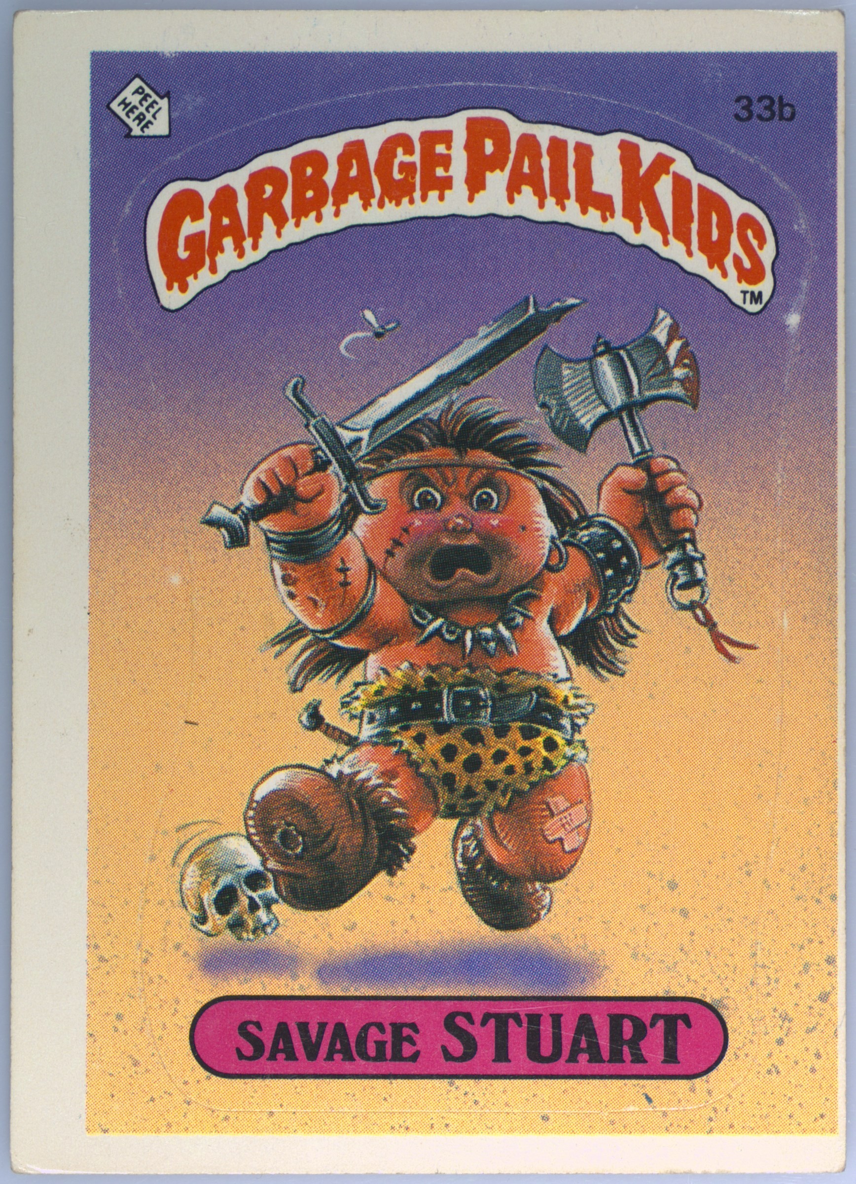 1985 Topps Garbage Pail Kids Original Series 1 Glossy #33b Savage Stuart front