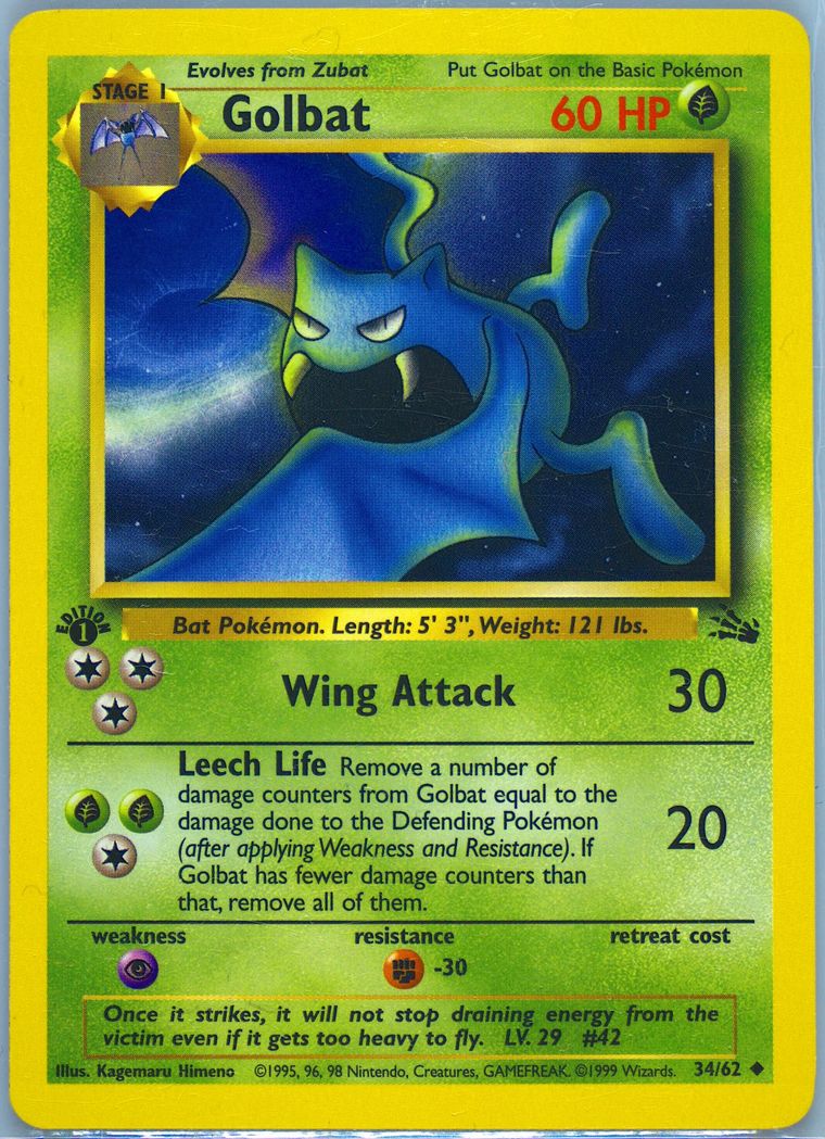 【PSA10】ゴルバット 英語 34/62 golbat Golbat 34/62 - Fossil - Uncommon Pokemon Card - Near Mint (NM) | eBay