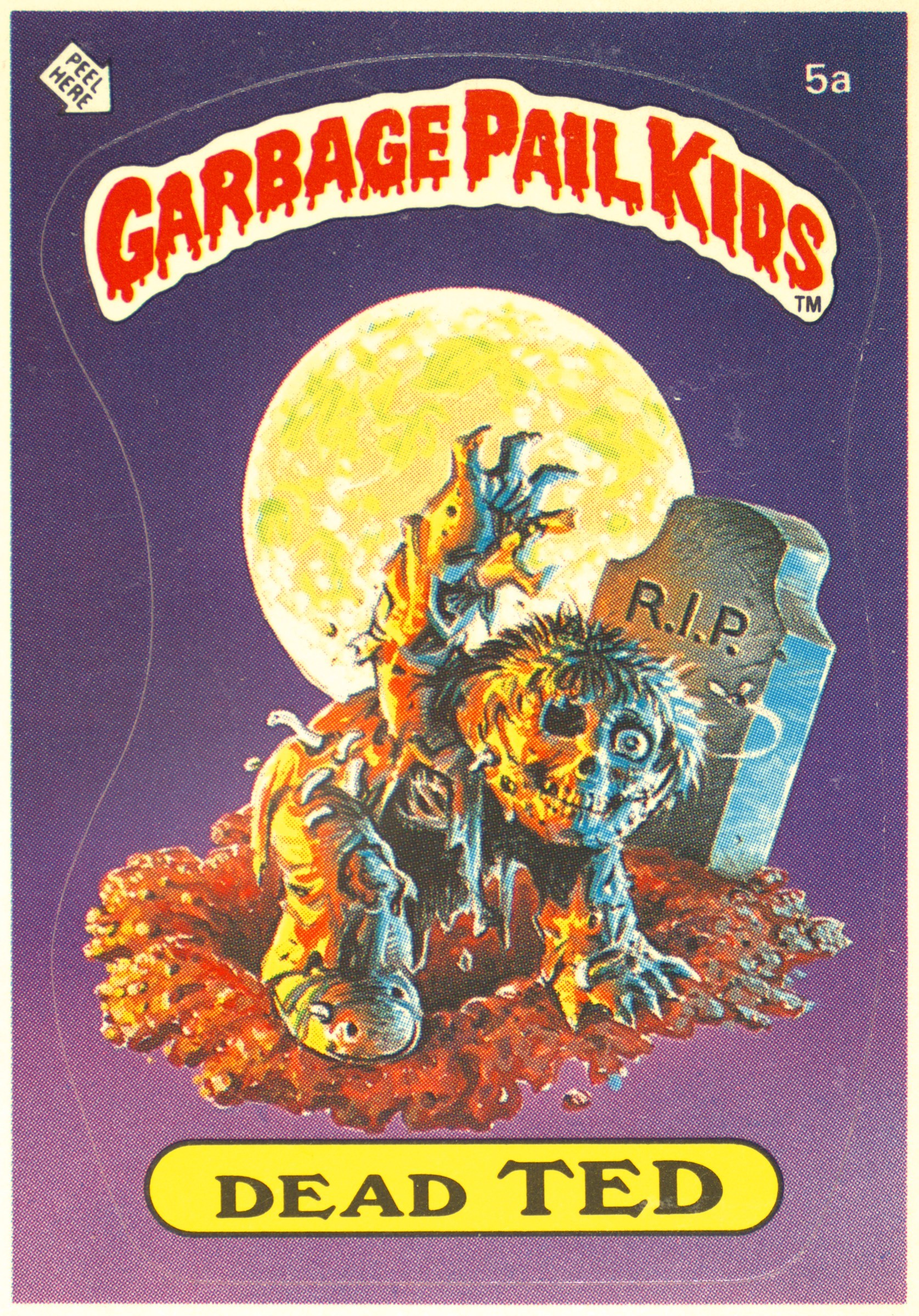 1985 Garbage Pail Kids Stickers #5a Dead Ted — Checklist-Glossy PSA 10