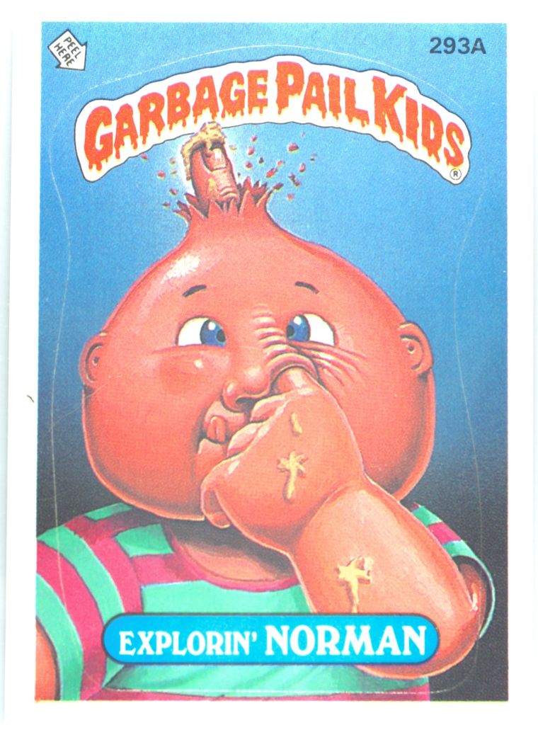 1987 Topps Garbage Pail Kids Original Series 8 Stickers #293A EXPLORIN' NORMAN front