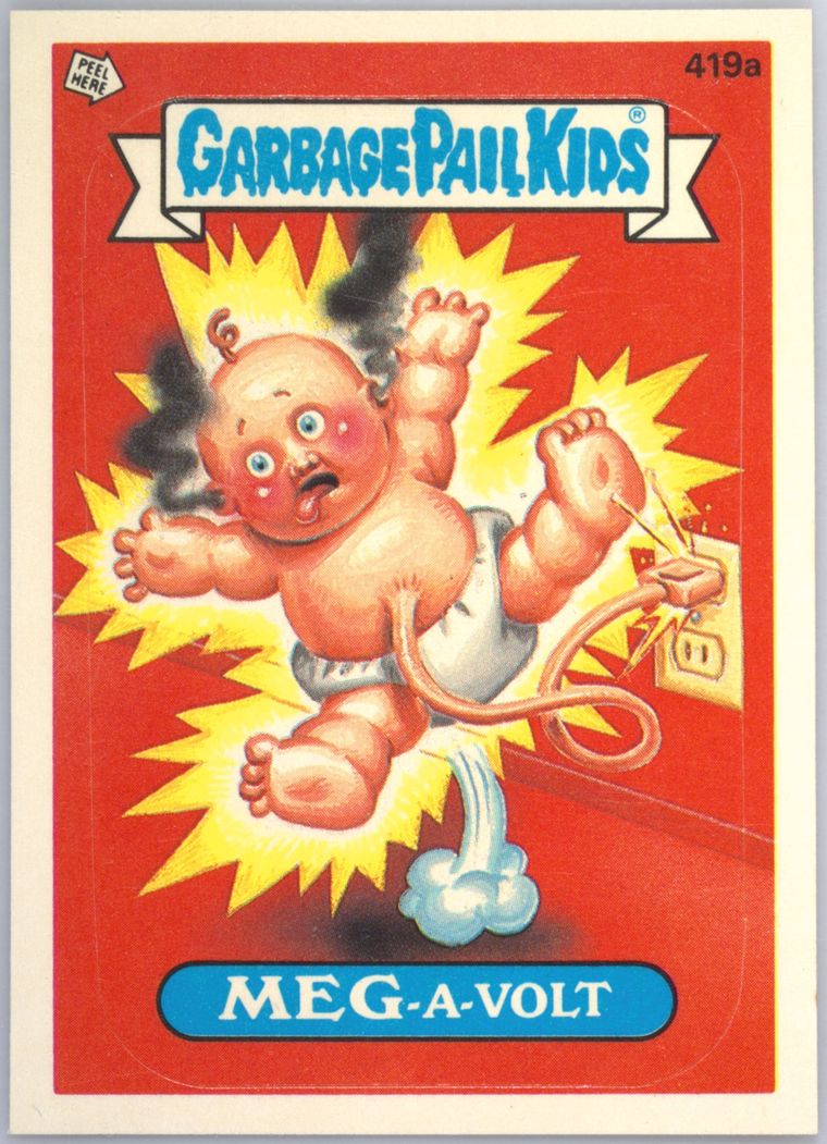1987 Topps Garbage Pail Kids Original Series 11 #419a Meg A Volt front