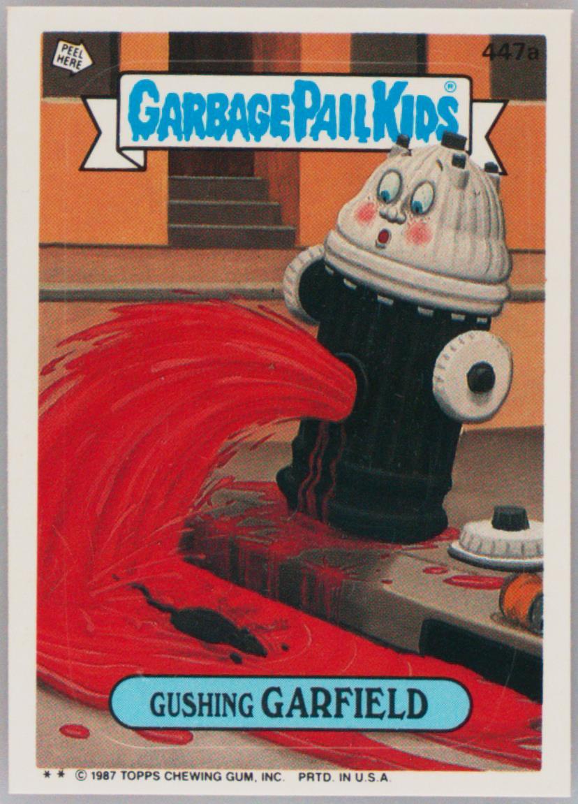 1987 Topps Garbage Pail Kids Original Series 11 #447a Gushing Garfield front