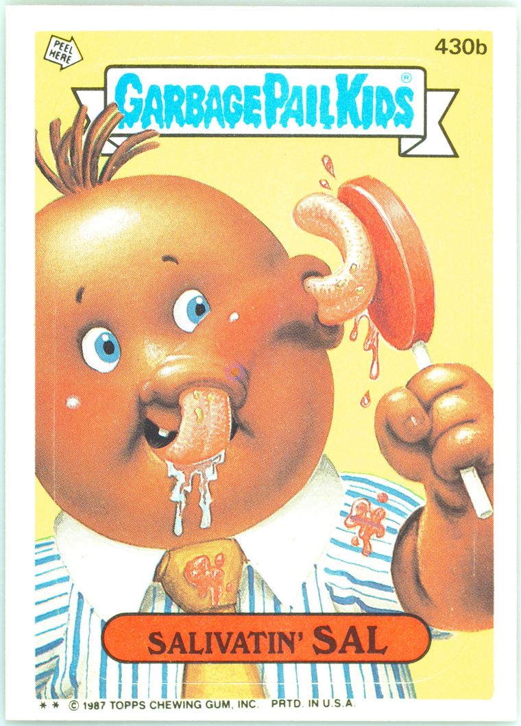 1987 Topps Garbage Pail Kids Original Series 11 Stickers #430b SALIVATIN' SAL front
