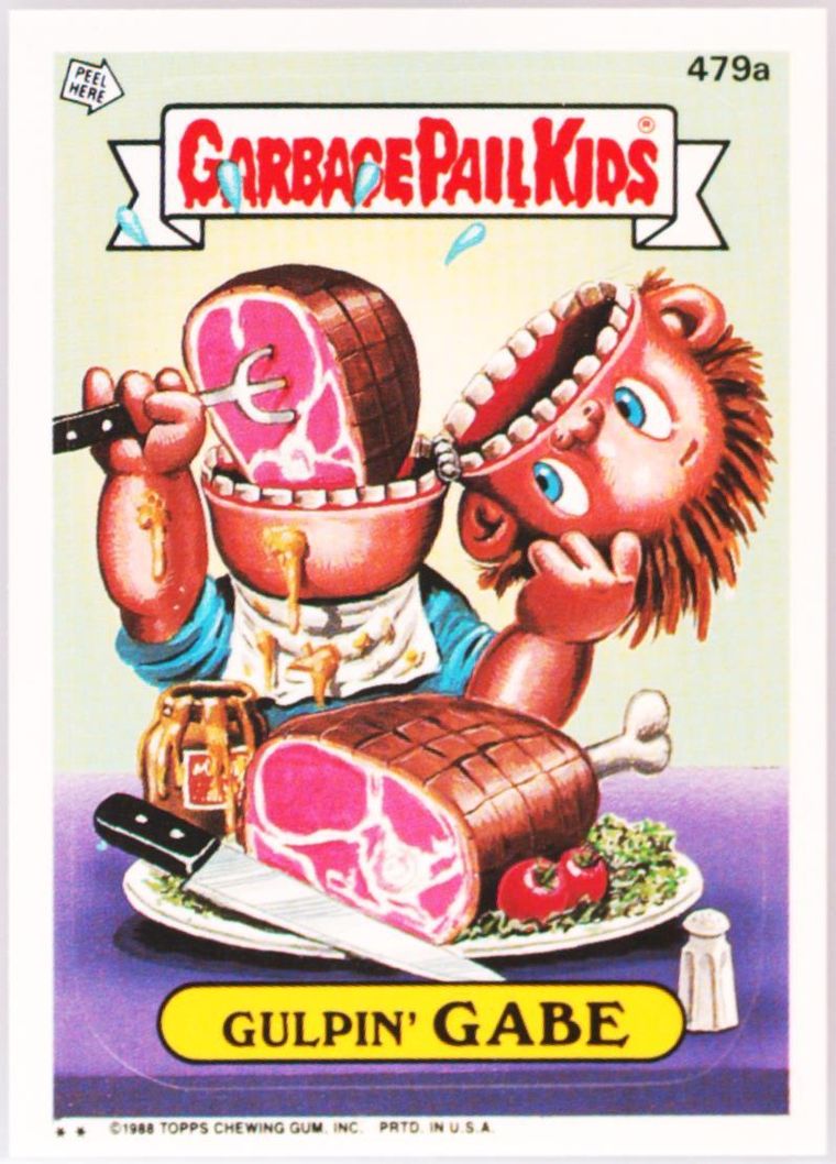 1988 Topps Garbage Pail Kids Original Series 12 #479a Gulpin' Gabe front