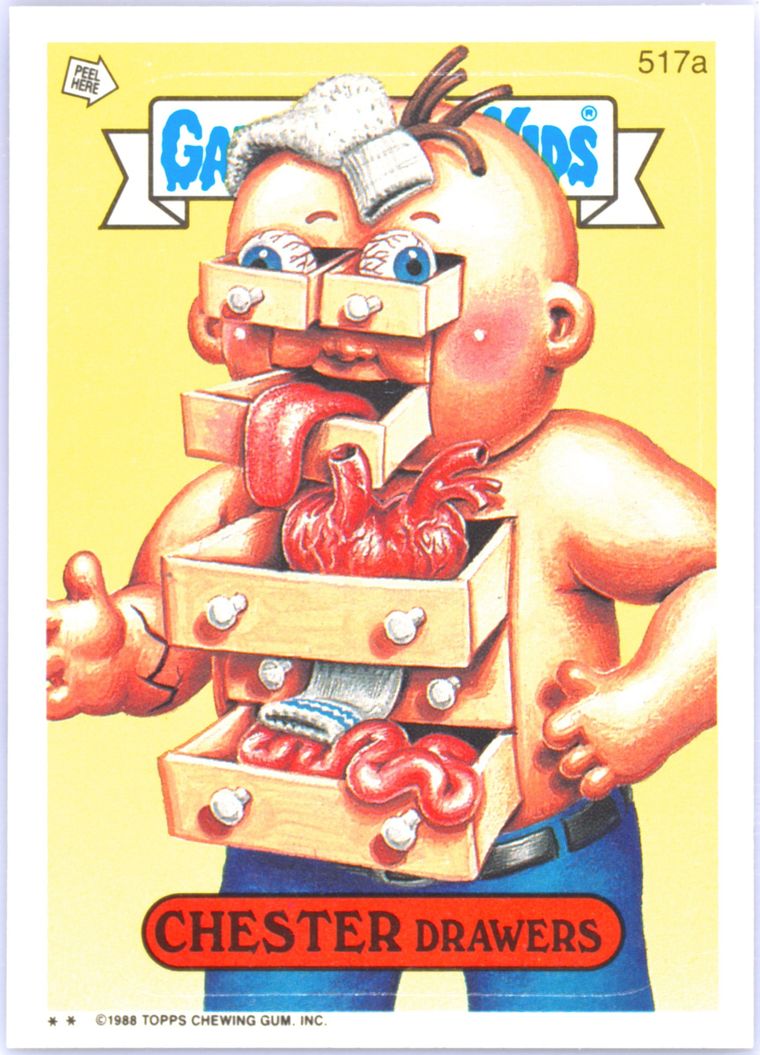 1988 Topps Garbage Pail Kids Original Series 13 #517a Chester Drawers front