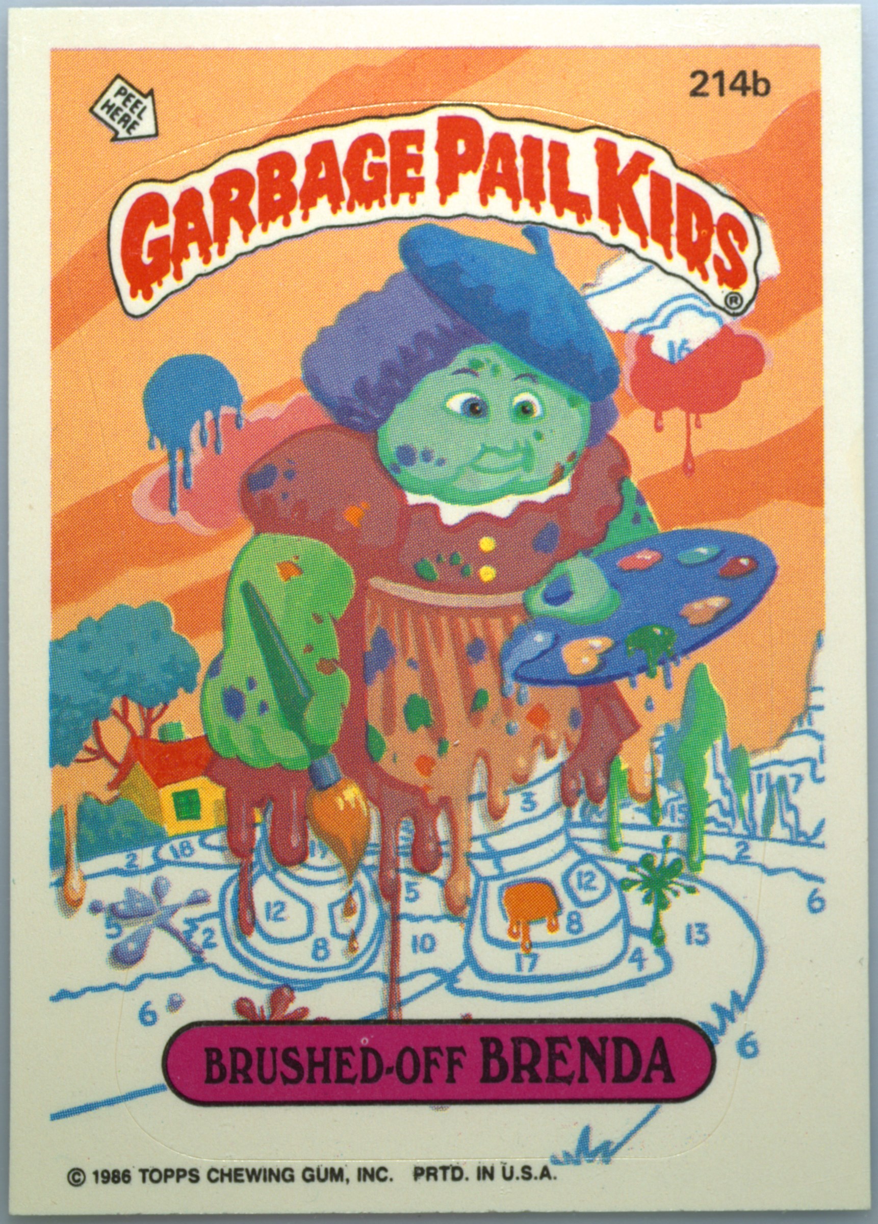 1986 Topps Garbage Pail Kids Original Series 6 #214b Brushed-Off Brenda front