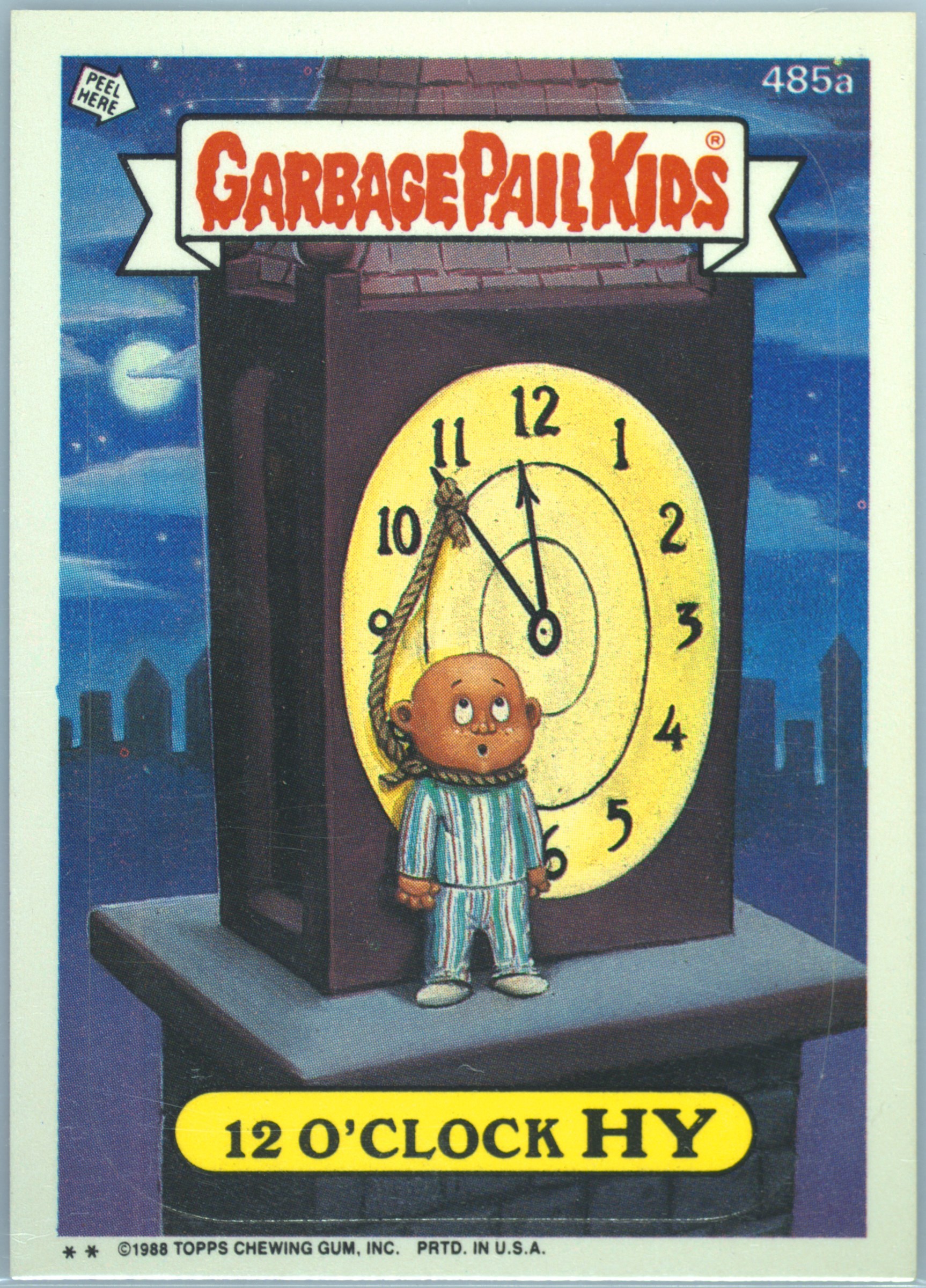 1988 Topps Garbage Pail Kids Original Series 12 #485a O Clock Hy front