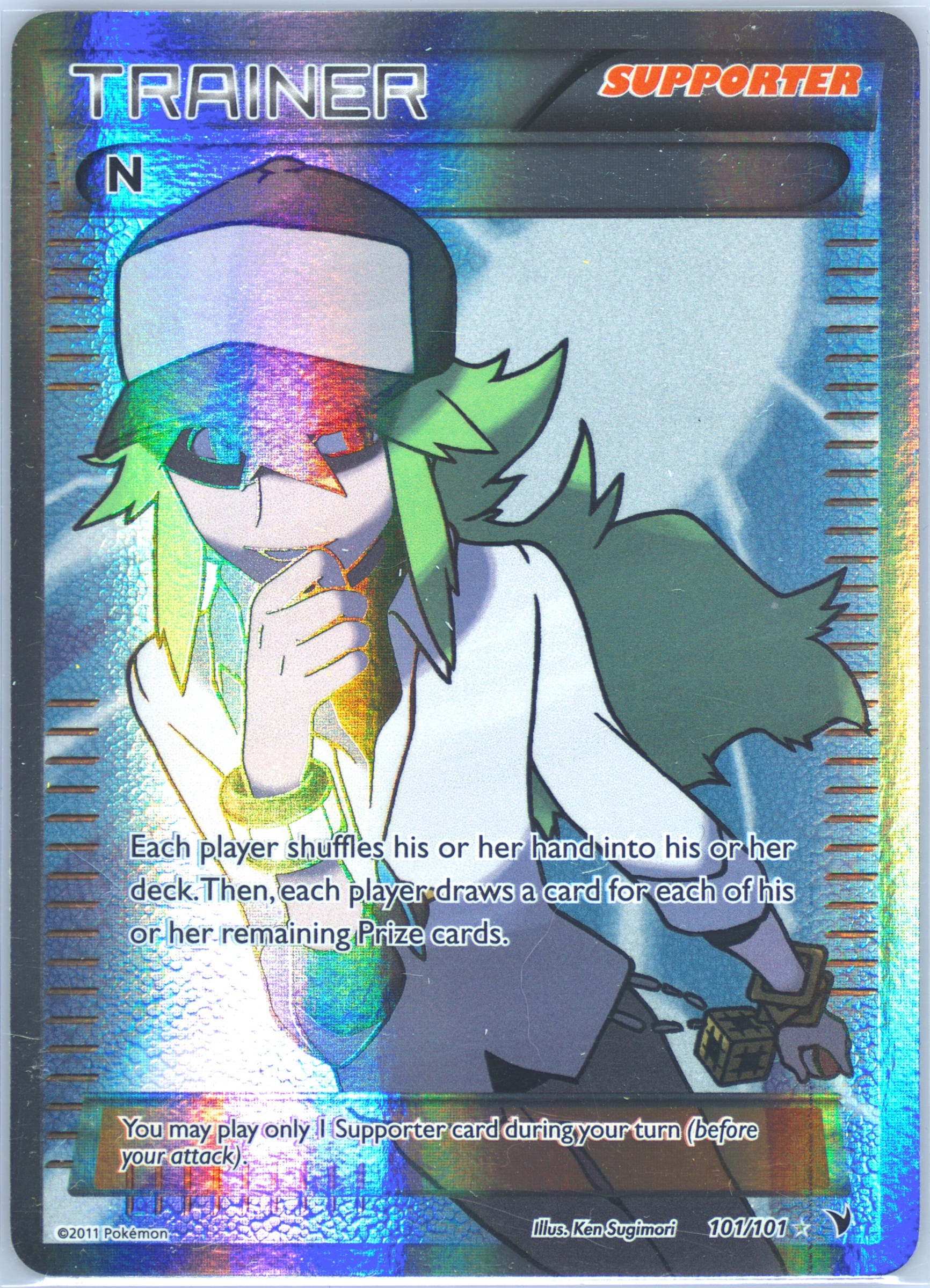 n pokemon trainer card N 105a/124 Trainer Supporter Holo Alternate Art Pokemon Card Near Mint
