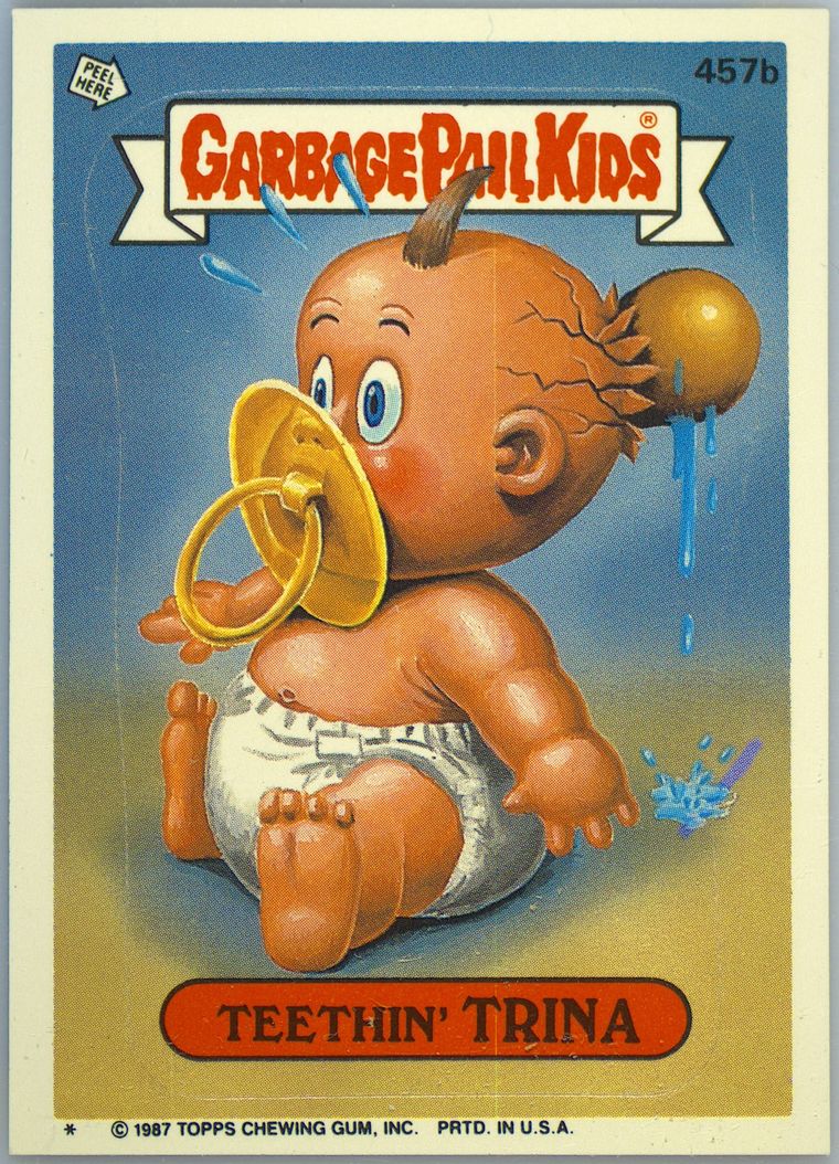 1987 Topps Garbage Pail Kids Original Series 11 Stickers #457b TEETHIN' TRINA front