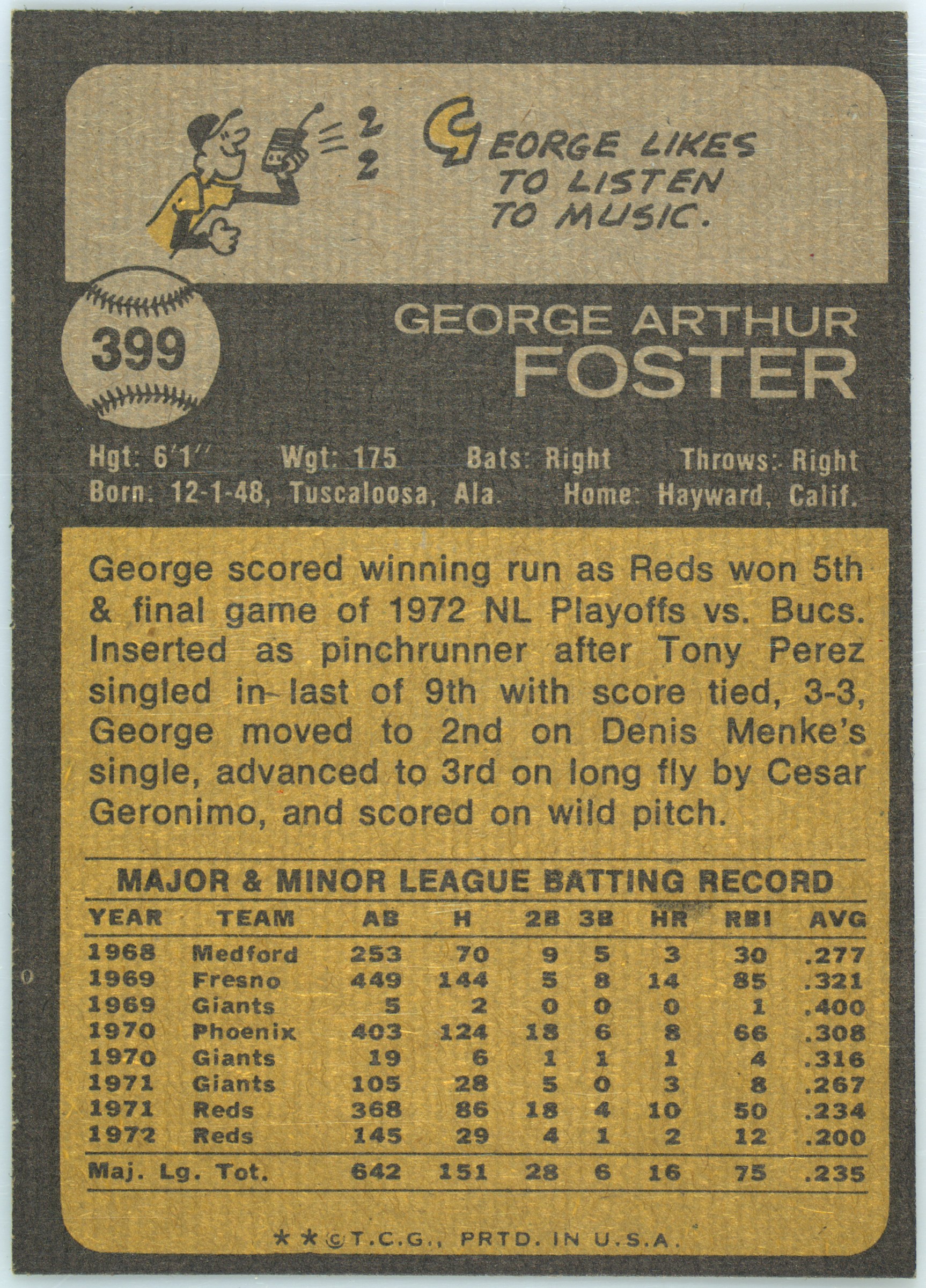 George Foster Rrc Spec Details