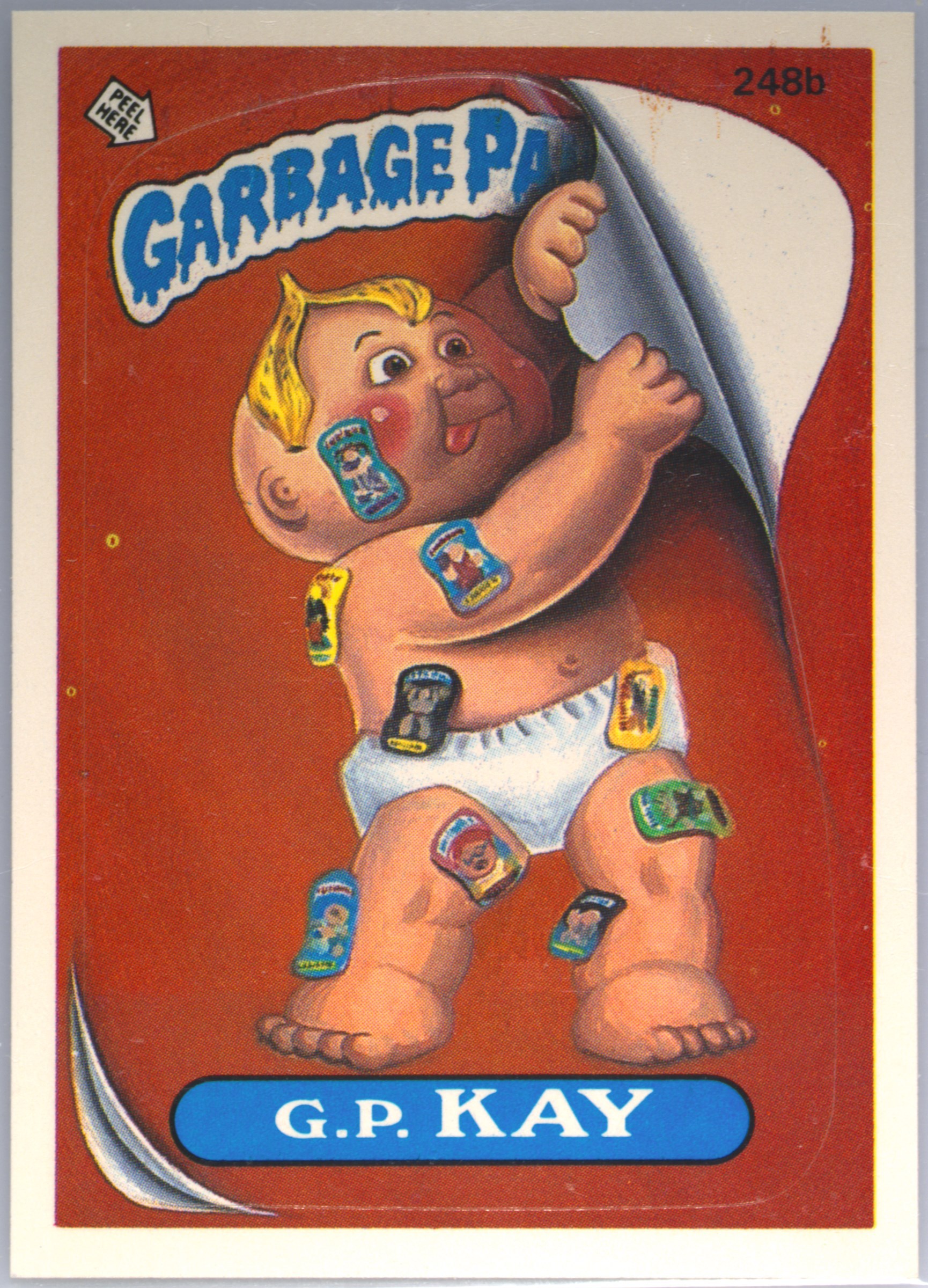 1986 Topps Garbage Pail Kids Original Series 6 Checklist #248b G.P. Kay front