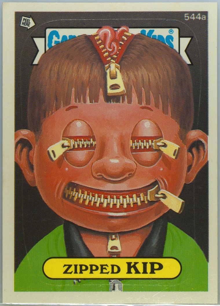 1988 Topps Garbage Pail Kids Original Series 14 #544a Zipped Kip front