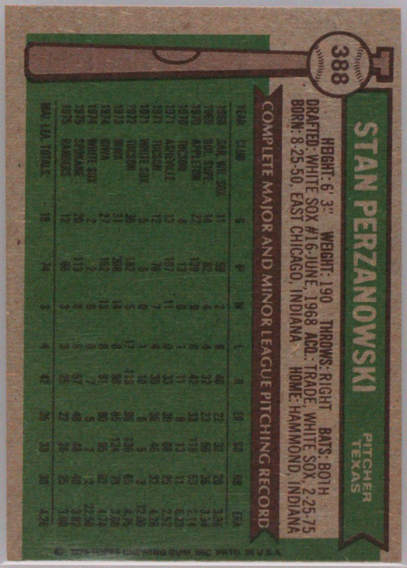 Stan Perzanowski Rangers Spec Details
