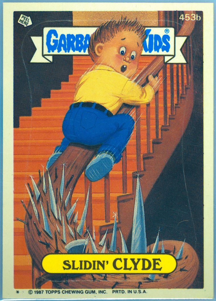 1987 Topps Garbage Pail Kids Original Series 11 #453b Slidin' Clyde front