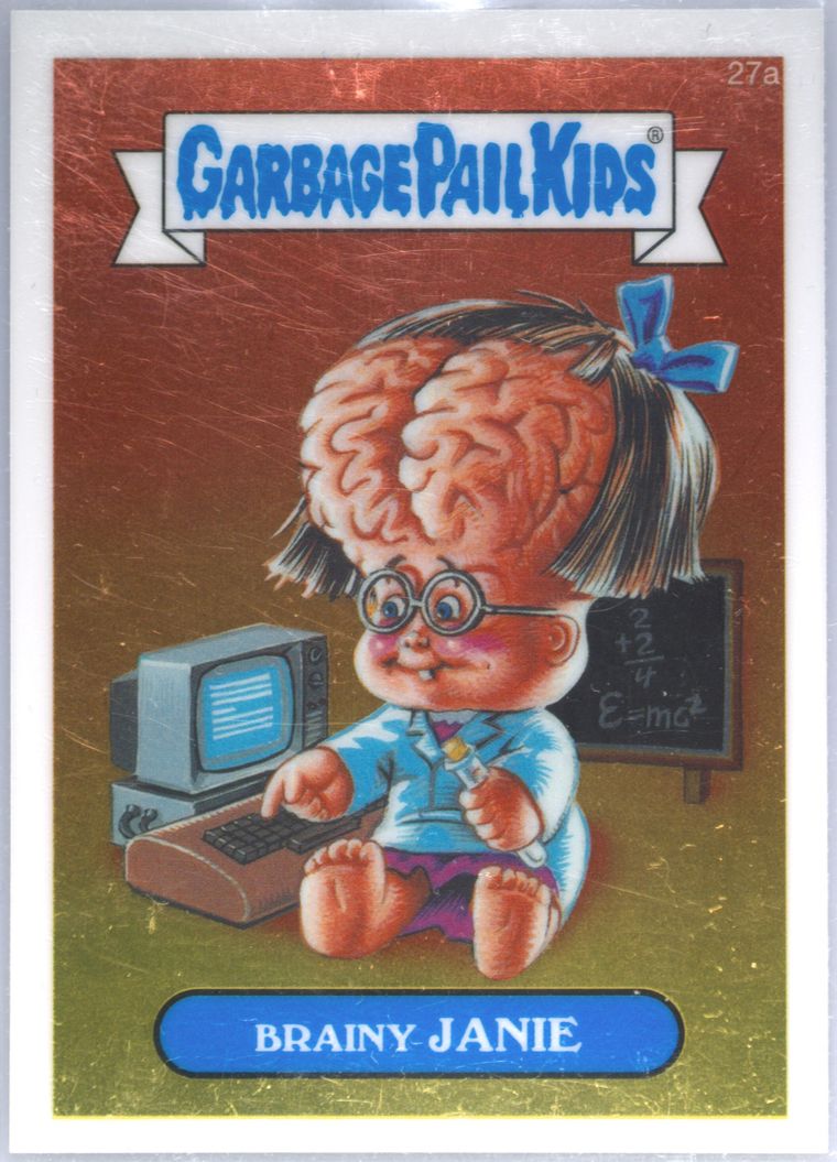 2013 Topps Garbage Pail Kids Chrome Series 1 Pencil Art #27a Brainy Janie front
