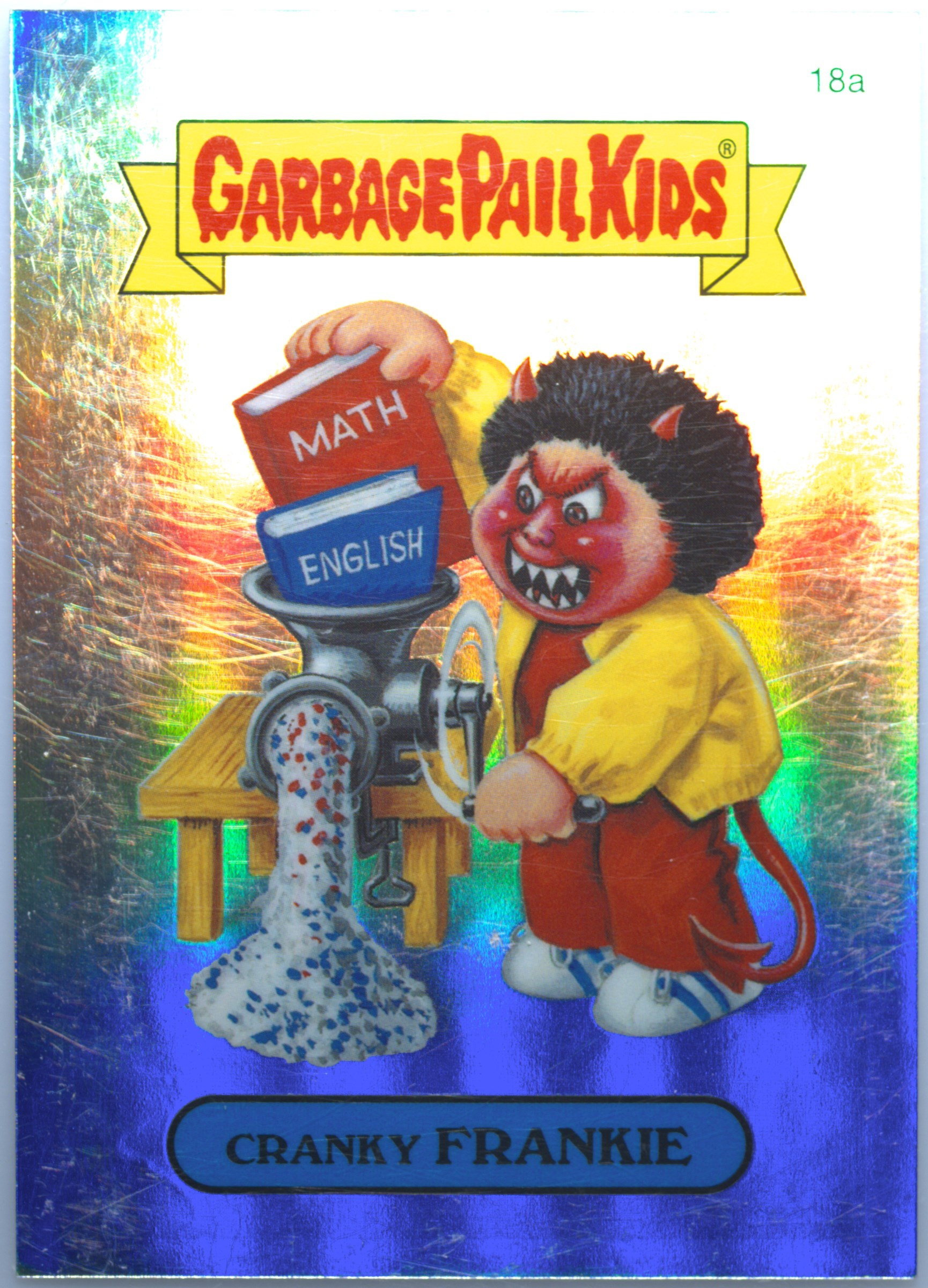 2013 Topps Garbage Pail Kids Chrome Series 1 Refractor #18a Cranky Frankie front