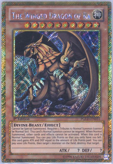 Carta Yu-Gi-Oh! - Il Drago Alato Di Ra (PGLD-EN031) - Edizione Oro Premium, Rarità Segreta Oro - copertina