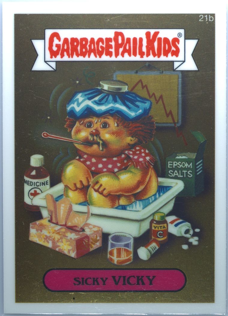 2013 Topps Garbage Pail Kids Chrome Series 1 Pencil Art #21b Sicky Vicky front