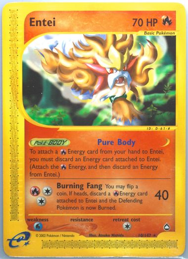 Auction Prices Realized Tcg Cards 2003 POKEMON AQUAPOLIS Entei