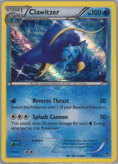 Auction Prices Realized Tcg Cards 2014 POKEMON XY FURIOUS FISTS Clawitzer -Holo