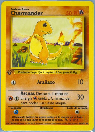 charmander first edition card 1999 Pokemon Charmander - 1st Edition Shadowless main image 0