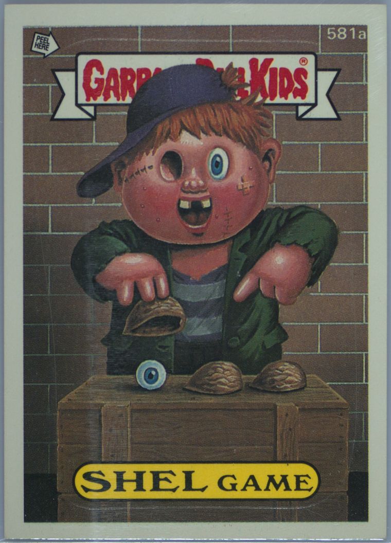 1988 Topps Garbage Pail Kids Original Series 15 Die-Cut-Checklist #581a Shel Game front