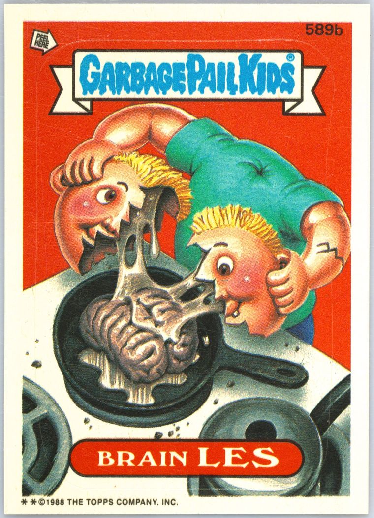 1988 Topps Garbage Pail Kids Original Series 15 Die-Cut #589b Brain Les front