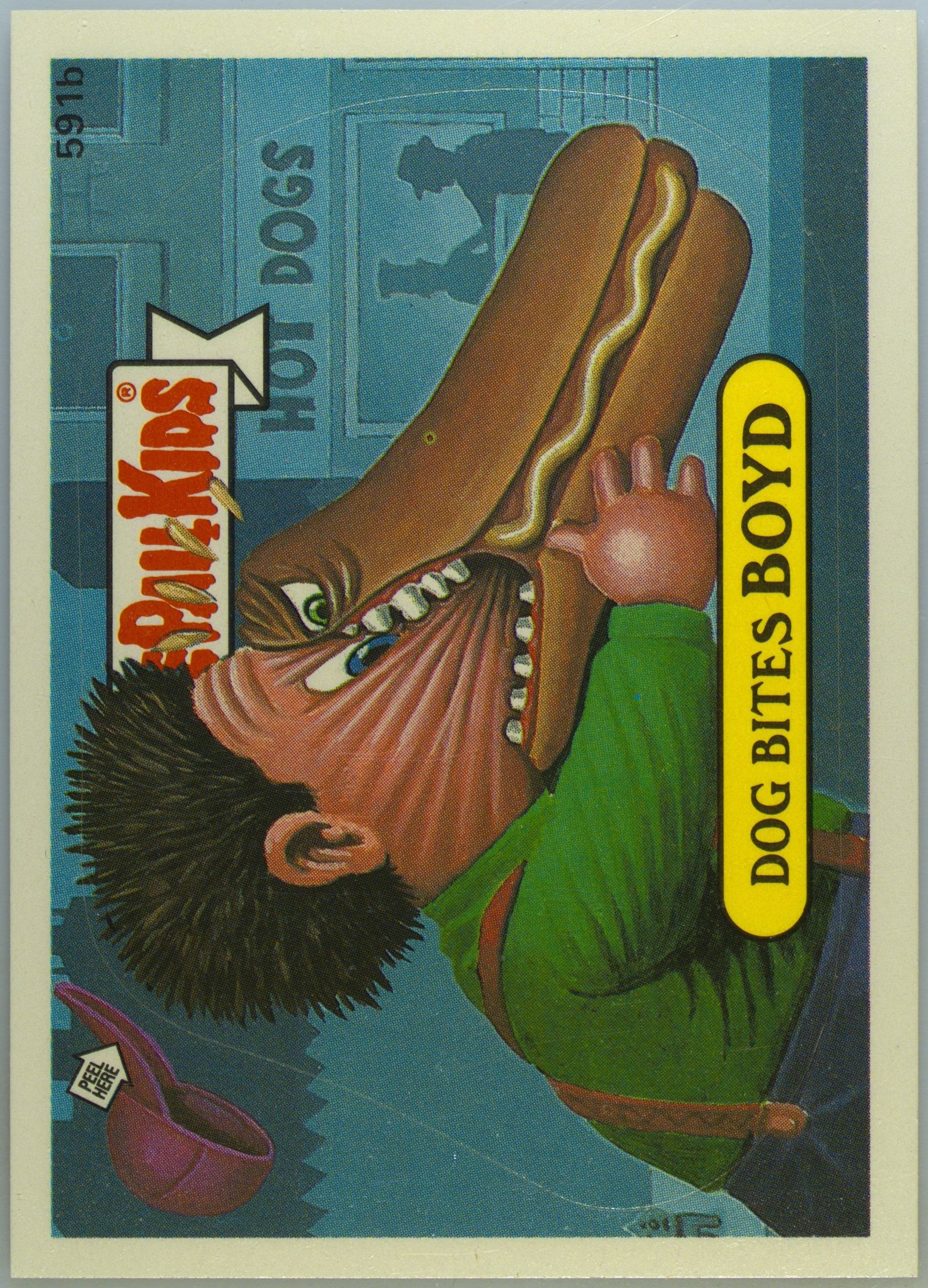 1988 Topps Garbage Pail Kids Original Series 15 Die-Cut #591b Dog Bites Boyd front