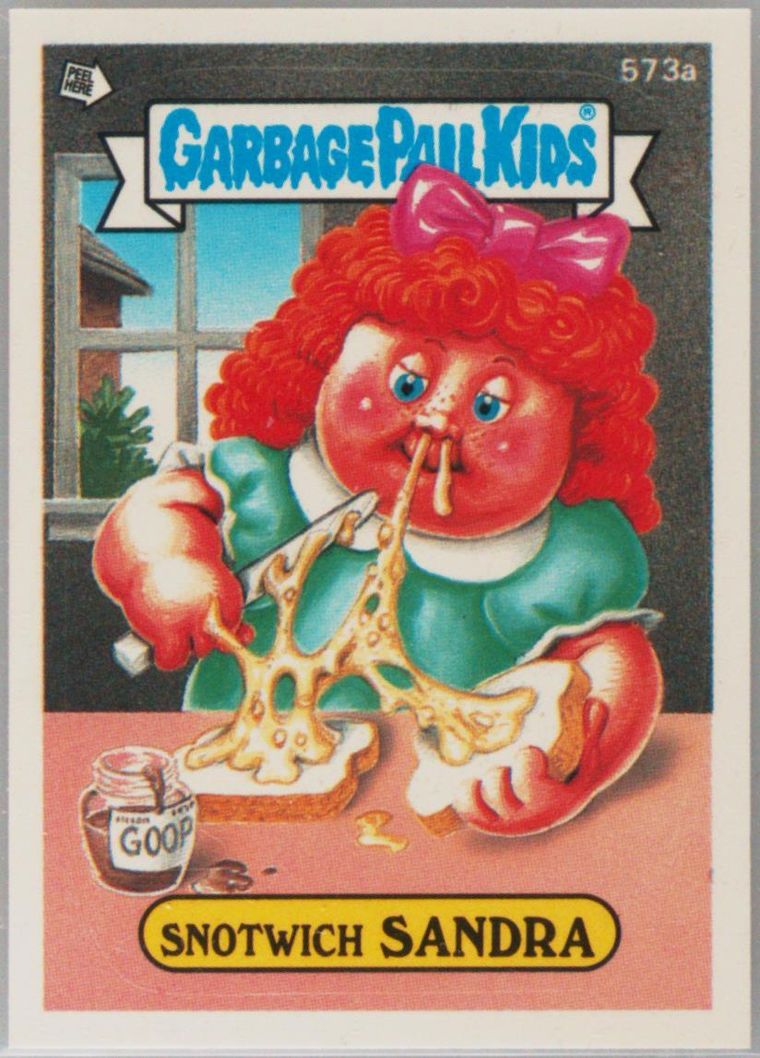 1988 Topps Garbage Pail Kids Original Series 14 #573a Snotwich Sandra front