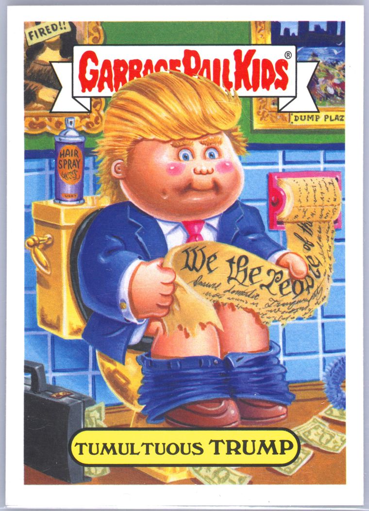 2016 Topps Garbage Pail Kids American U.S. Presidential Candidate Sticker #3b Tumultuous Trump front