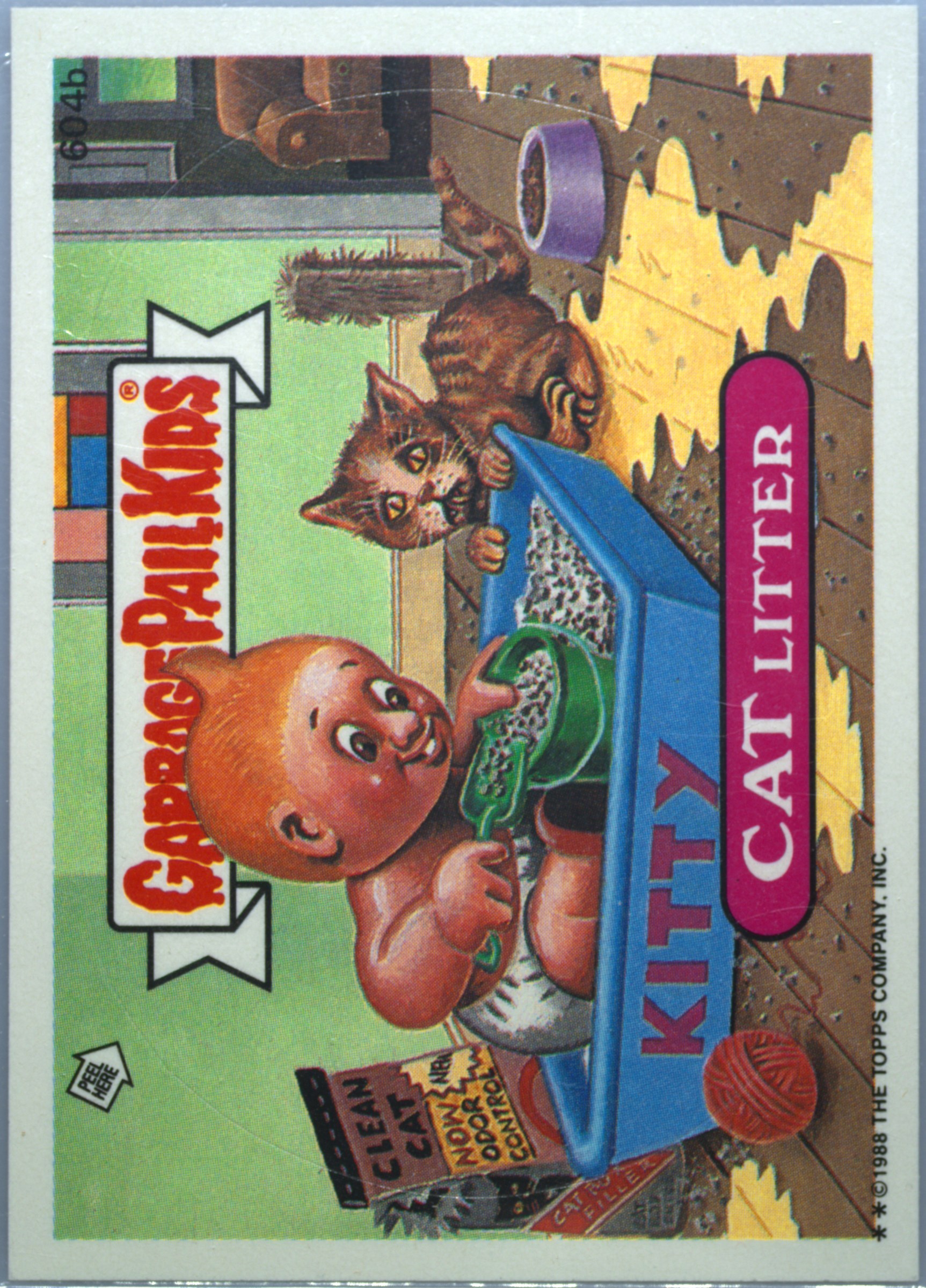 1988 Topps Garbage Pail Kids Original Series 15 Die-Cut #604b Cat Litter front