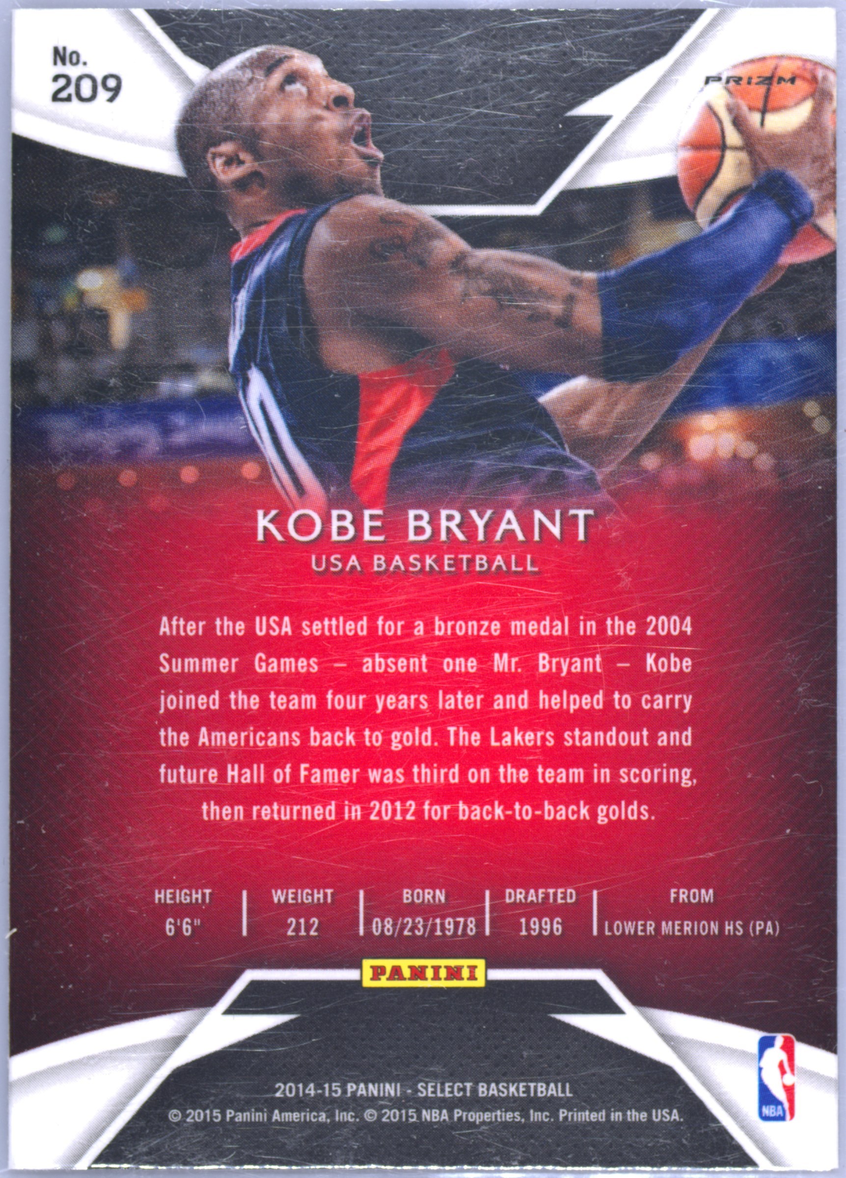 ☆ KOBE BRYANT ☆ 2014-15 SELECT【 Red Prizm /149 】☆ - 2014-15 