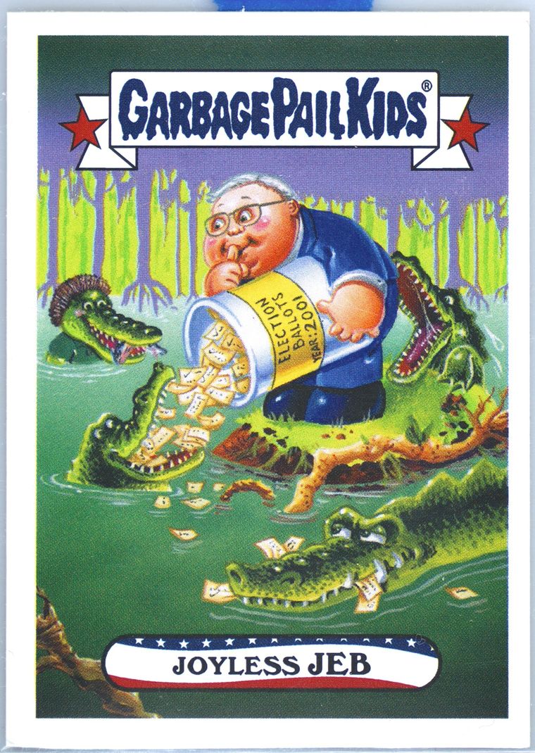 2016 Topps Garbage Pail Kids Presidential Candidates-Iowa Caucus PRES.CAND.-IOWA CAUCUS #4a JOYLESS JEB front