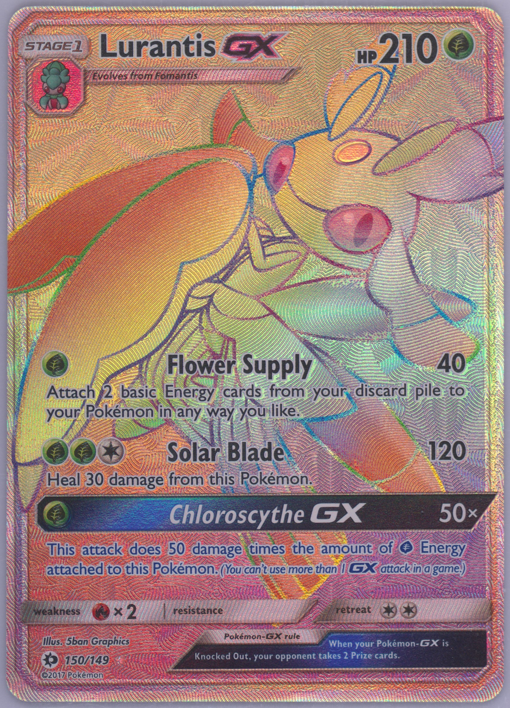 lurantis gx pokemon card value Lurantis GX Ultra Rare Sun & Moon 15/149, NM Pokemon Card main image 0