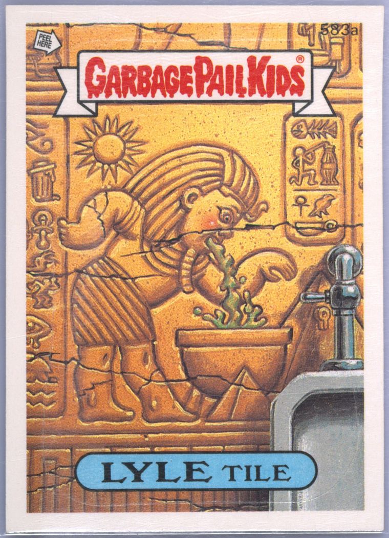 1988 Topps Garbage Pail Kids Original Series 15 STCKR.D/C-CMPLT.PZL.BK. #583a Lyle Tile front